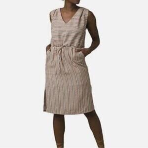 Prana Gray and White Striped Organic Cotton Dress NWT